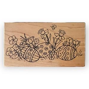 Great Impressions Vintage Easter Egg & Spring Flowers Wood & Rubber Stamp #H74